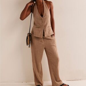 Free People Brown Halter Jumpsuit